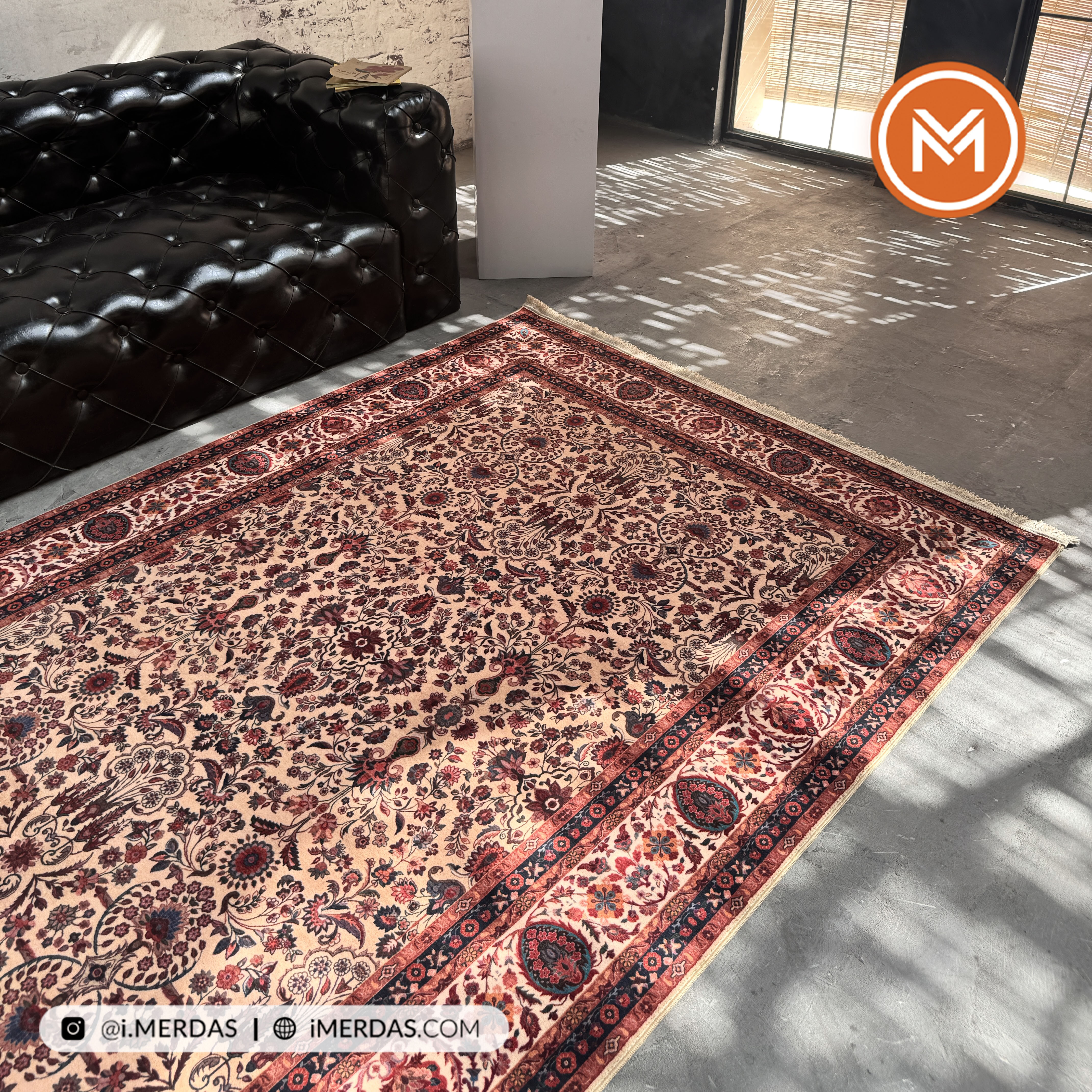 فرش کهنه نما کد 100363 زمینه بژ